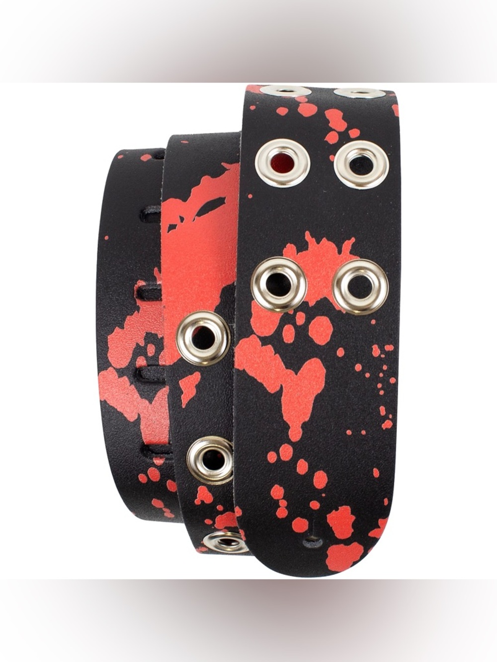 NWT - Hot Topic Black & Red Splatter Grommet Belt - Picture 9 of 9